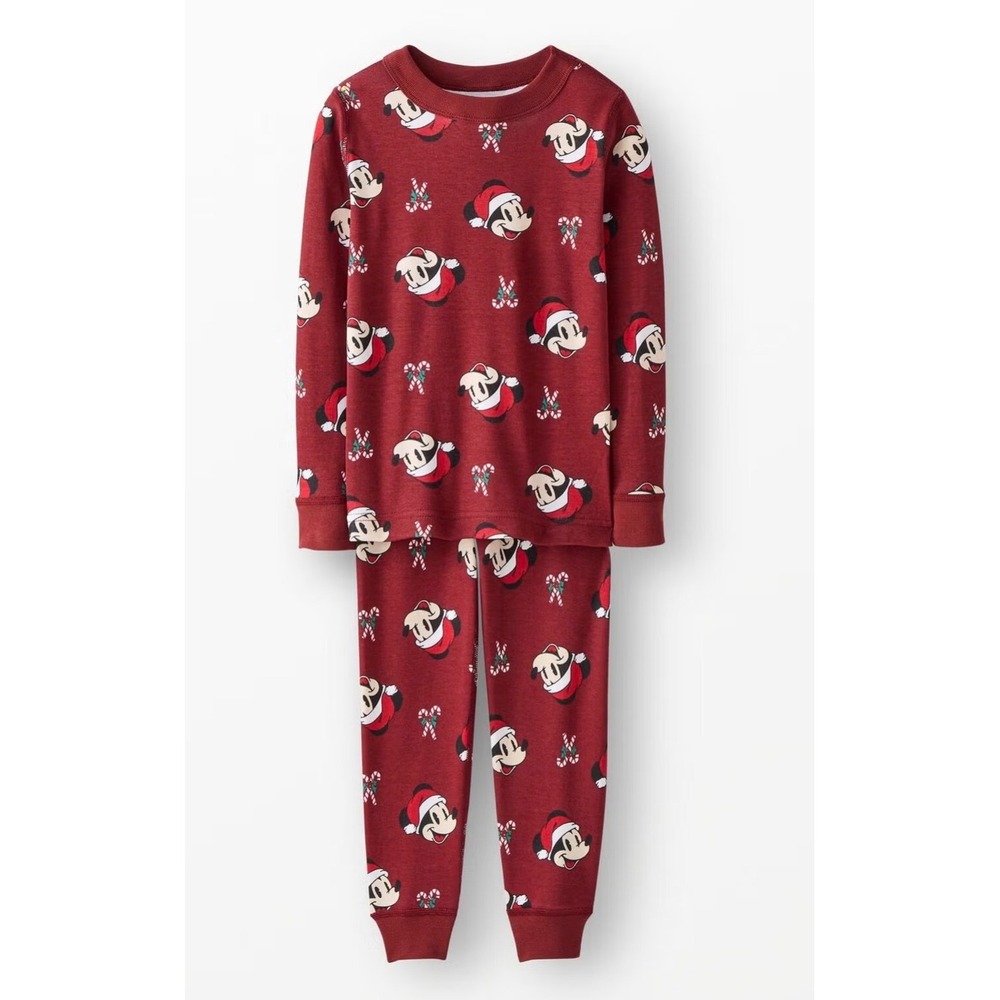 Hanna Andersson Disney Mickey Mouse Christmas Pajamas Set Red Organic Cotton 12